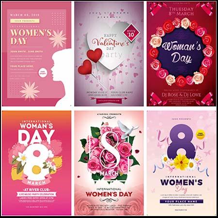 2019欧式3.8妇女节女神节海报传单蚂蚁图库精选PSD模板