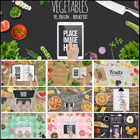 140+水果蔬菜面包糕点厨房用品VI模型大集合