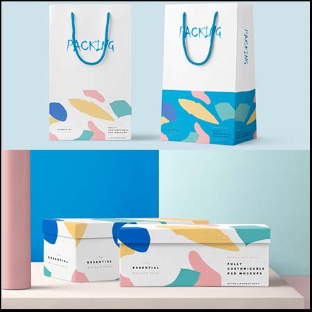 17款时尚袋子盒子包装样机蚂蚁图库精选PSD模板