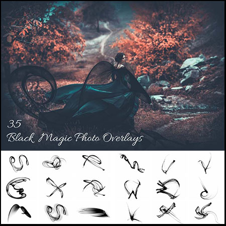 35个黑色魔法丝带overlay覆盖层素材