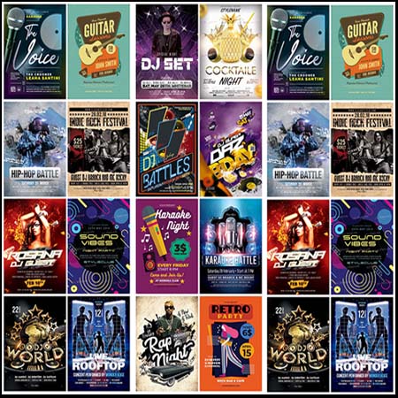16款音乐节KTV音乐K歌RAP宣传PSD海报