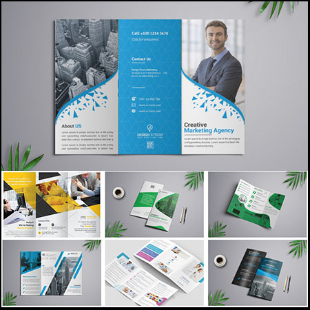 14款企业介绍三折页PSD传单