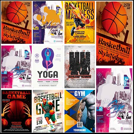 篮球培训拳击瑜伽运动PSD海报传单