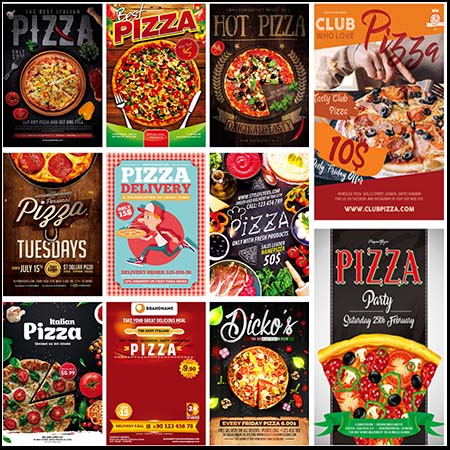 14款披萨PIZZA促销宣传PSD外卖海报