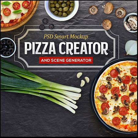 披萨饼和披萨饼制作材料PSD样机模型素材
