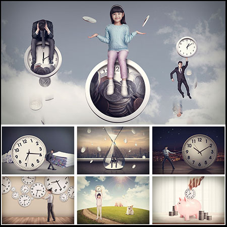 24个时间管理爱情儿童写真商务励志海报PSD背景模板