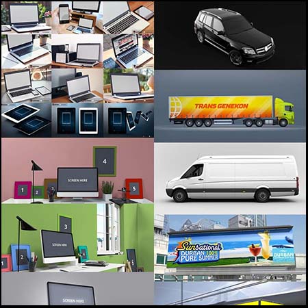 6大类VI展示空白模板PSD样机，上百套场景