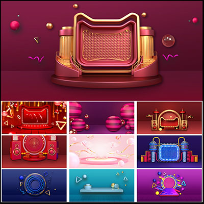 电商促销C4D场景舞台模型蚂蚁图库精选PSD模板