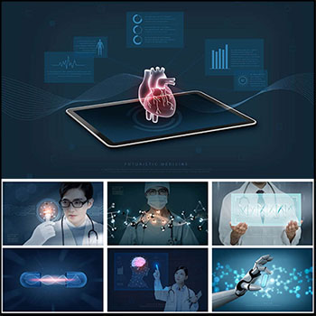 20款未来医学医疗生物只能科技基因学医院PSD广告背景