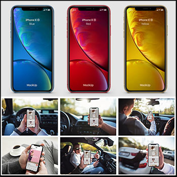 苹果iPhoneX手机展示效果图PSD样机UI界面网页智能贴图设计素材