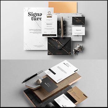 简约房地产企业商务酒店VI样机智能贴图PSD展示效果图设计素材