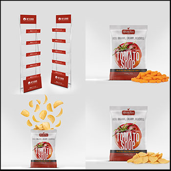 薯片包装袋和货物架PSD样机模型