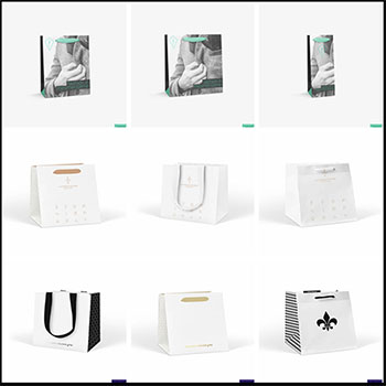 20款牛皮纸铜版纸帆布环保手提袋PSD样机模型