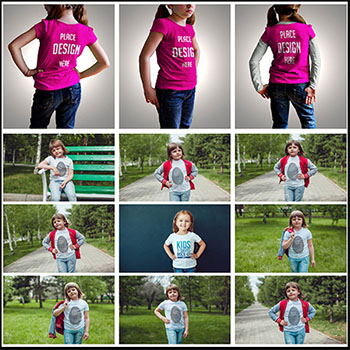 儿童小女孩男装女装短袖长袖PSD样机模型