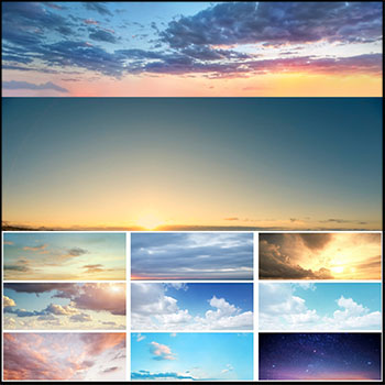 31P万能晴天蓝色天空和晚上星空PSD背景素材