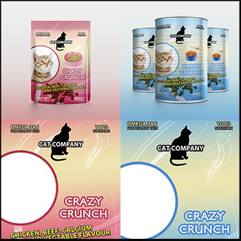 9款宠物粮猫粮狗粮袋装灌装PSD样机模型