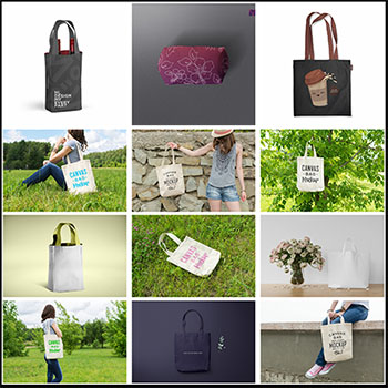 124款帆布手提拉绳布袋PSD样机模型