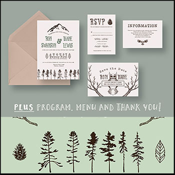 户外渡假户外冒险婚礼邀请函蚂蚁图库精选PSD模板