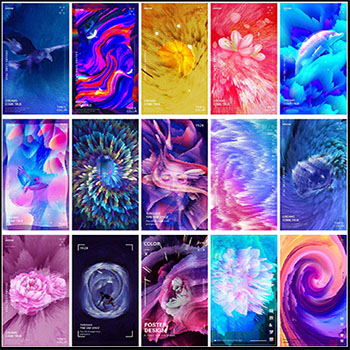 28款抽象渐变手机背景炫酷3D粒子背景蚂蚁图库精选PSD模板