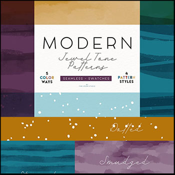 现代珠宝波浪色调无缝背景和Photoshop .PAT色板