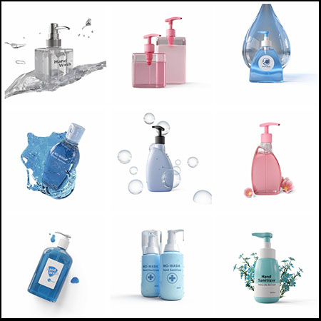 瓶装洗手液3D元素蚂蚁图库精选PSD模板