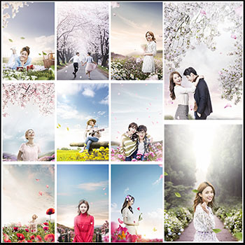 16款清新唯美人物浪漫风景写真蚂蚁图库精选PSD分层模板