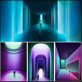 13款虚拟渐变梦幻空间商务背景PSD设计素材