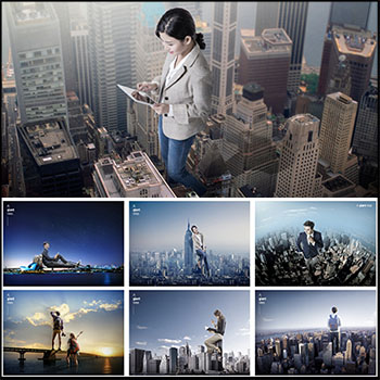 20款放大的人物和城市商务企业文化PSD背景海报素材