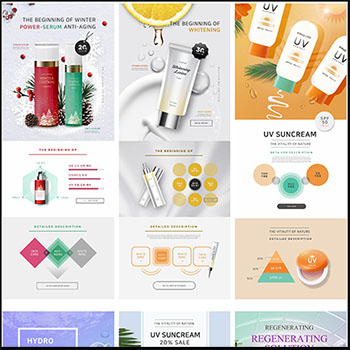 11款化妆品电商促销宣传专题页蚂蚁图库精选PSD模板