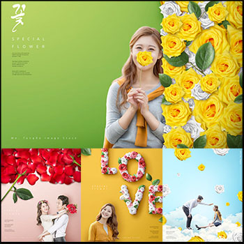 15款春季花卉人物合成PSD海报模板