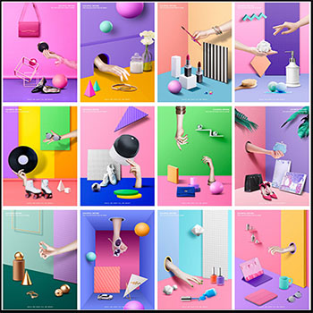 22款创意立体女性化妆品奢饰品促销海报蚂蚁图库精选PSD分层模板