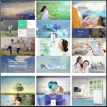 7款绿色环保智能VR科技产品网页模板蚂蚁图库精选PSD分层素材
