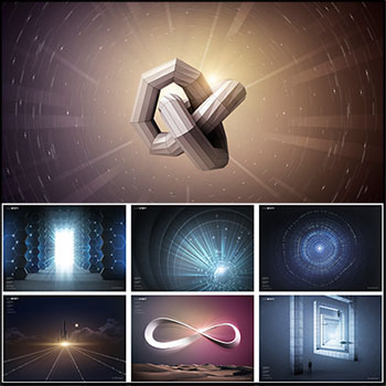 20款未来科技空间企业文化海报背景蚂蚁图库精选PSD模板