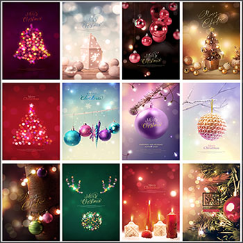 23款圣诞节圣诞树圣诞球背景海报蚂蚁图库精选PSD分层模板
