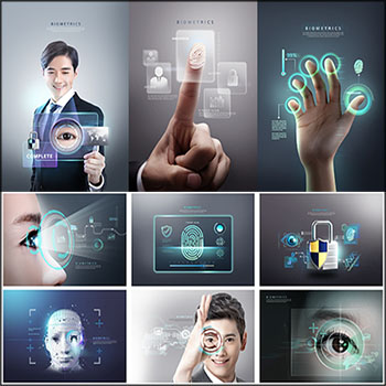 23款指纹识别脸部识别未来科技海报背景蚂蚁图库精选PSD模板