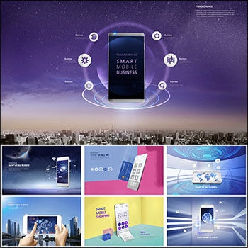 19款手机数码科技主题横幅海报蚂蚁图库精选PSD分层模板