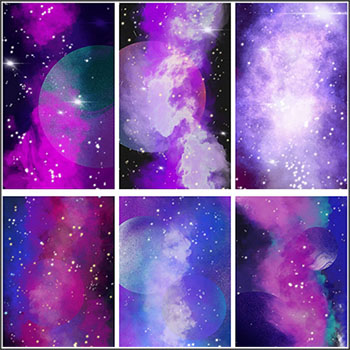 6款抽象宇宙星空背景蚂蚁图库精选PSD分层模板