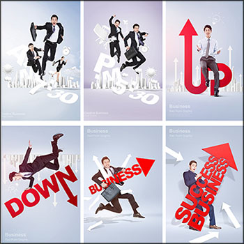 20款商务企业文化商务场景业绩冲刺海报插画蚂蚁图库精选PSD分层素材