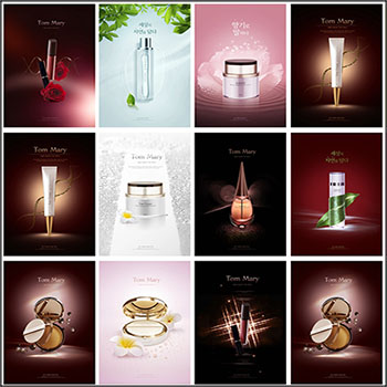 10款女性化妆品护肤品海报蚂蚁图库精选PSD分层模板