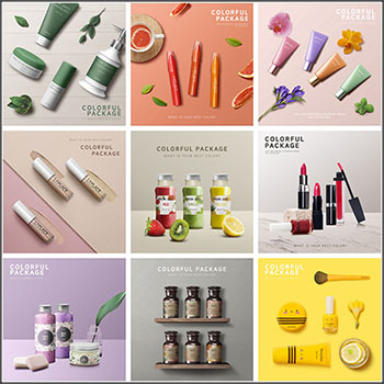 18款女性护肤品口红化妆品宣传海报蚂蚁图库精选PSD分层素材