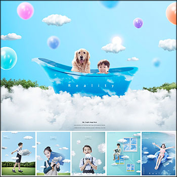 21款创意儿童写真相册蚂蚁图库精选PSD分层模板