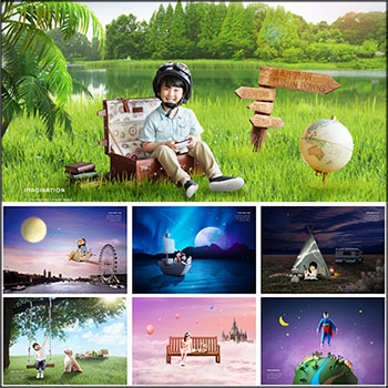 14款创意儿童写真相册蚂蚁图库精选PSD分层素材