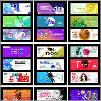 13套简约时尚网页banner广告横幅蚂蚁图库精选PSD分层模板