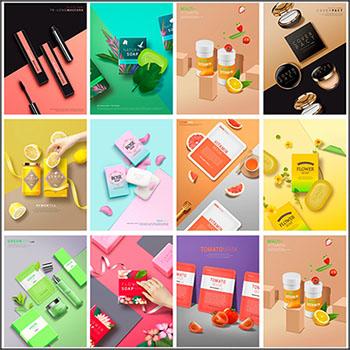 11款化妆用品洗浴用品护肤品面膜海报蚂蚁图库精选PSD模板