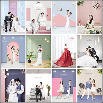 20款情侣写真婚纱照相册蚂蚁图库精选PSD分层素材