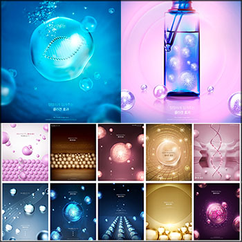 20款化妆品分子成分海报背景蚂蚁图库精选PSD分层模板
