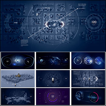 11款高科技智能汽车仪表盘HUD界面蚂蚁图库精选PSD分层模板
