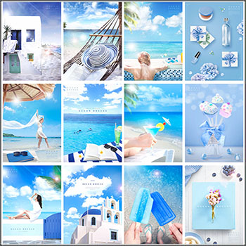 16款夏季海边旅游渡假主题海报蚂蚁图库精选PSD分层素材