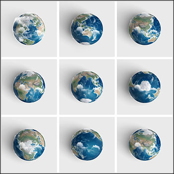 13个地球卫星航拍高清模型蚂蚁图库精选PSD分层素材