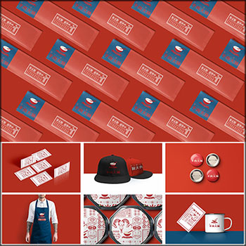 21款中国风餐饮品牌全套中餐火锅餐厅VI样机psd格式